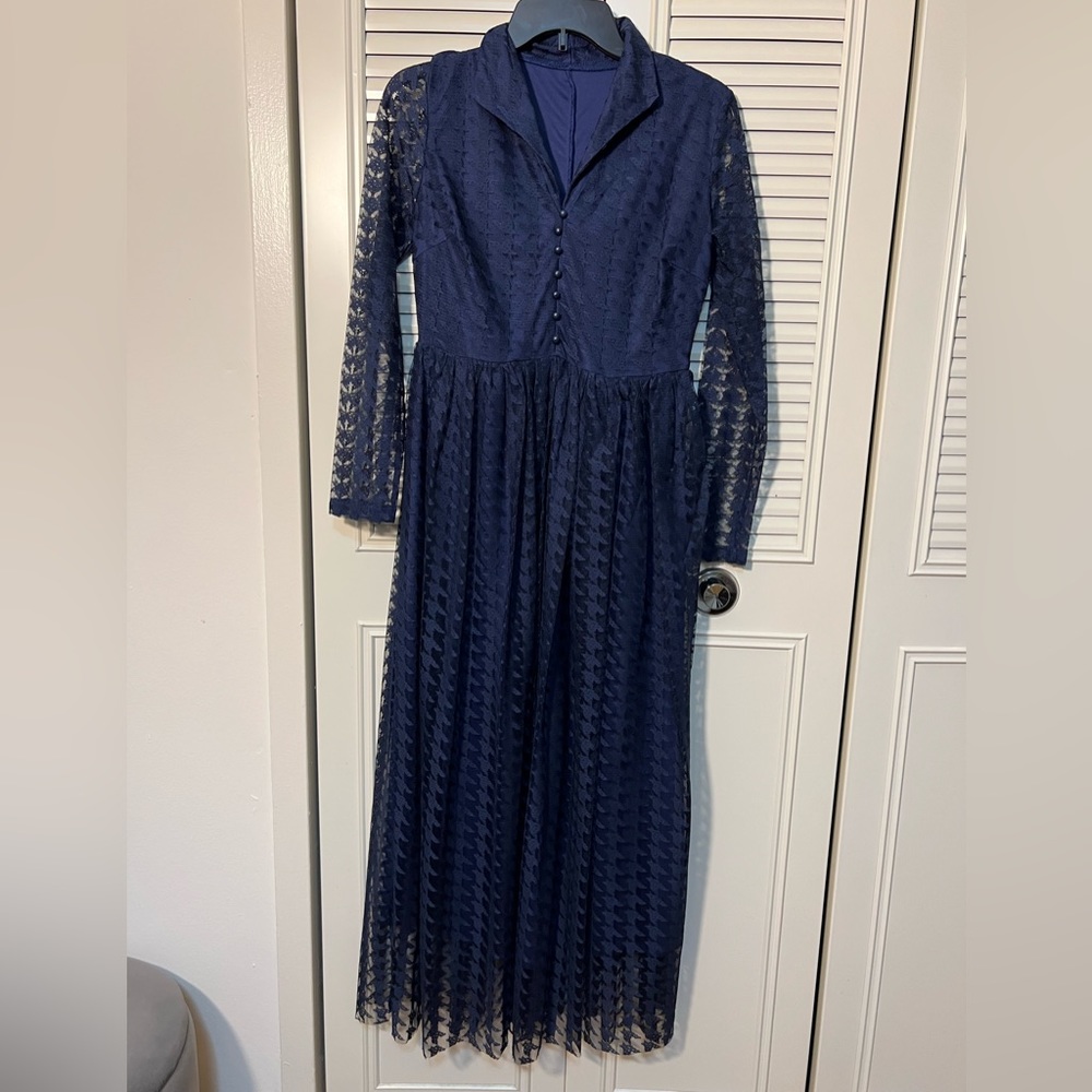 Elegant navy blue cocktail dress size S
